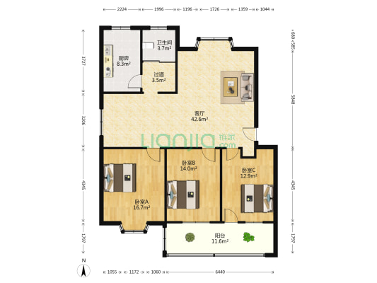 工会家属院 3室1厅1卫 124平方