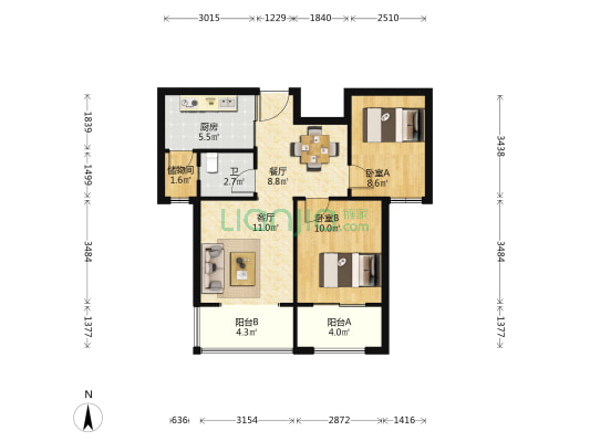锦程学府名苑 2室2厅1卫 76平方