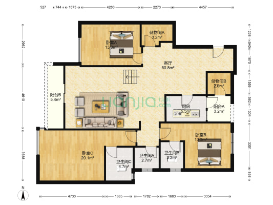盈丰湖景壹号庄园 3室1厅3卫 165平方