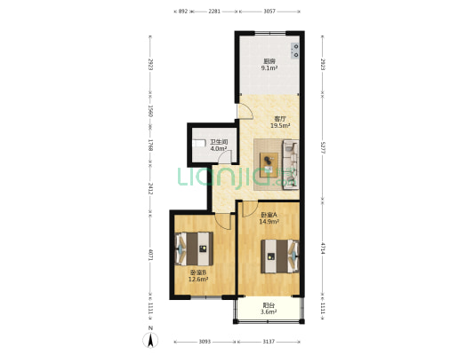 新建西路101弄 2室1厅1卫 78平方