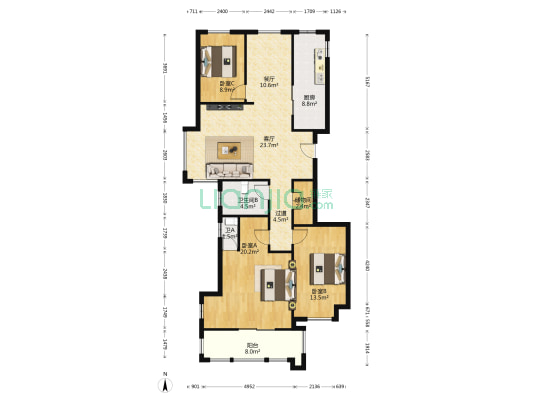 润开华府 3室2厅2卫 124平方