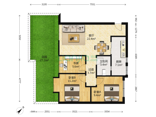 华宇静苑二期 3室1厅1卫 74平方