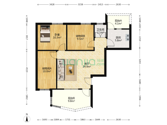 紫西岭一巷 1室1厅1卫 79平方