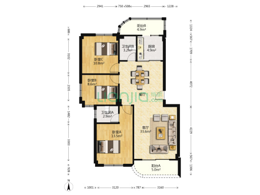 小榄自建房 3室1厅2卫 105平方