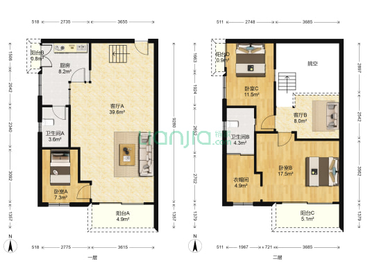 明蒂豪庭 3室2厅2卫 130平方