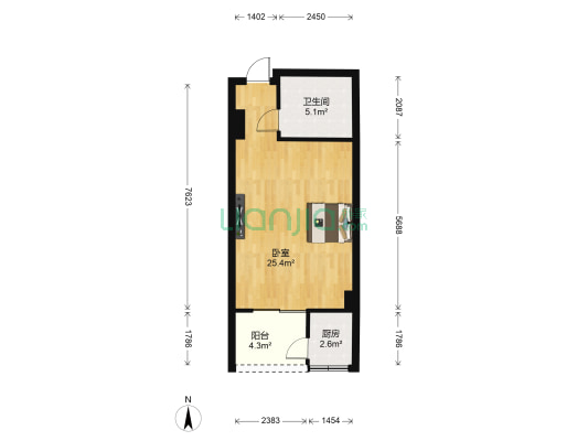 海尚巴黎酒店公寓 1室0厅1卫 46平方
