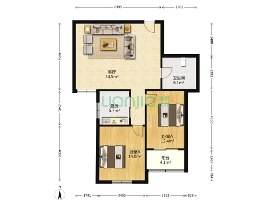 铁道七一七家园 2室1厅1卫 99平方
