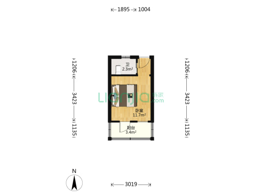 华侨路 1室0厅1卫 28平方