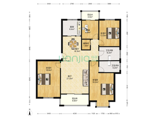 通港苑 4室2厅2卫 160平方