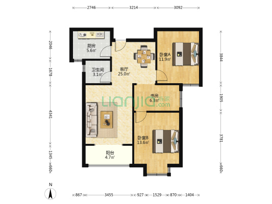 安百苑D区 3室1厅1卫 98平方