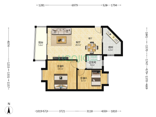风和日丽花园一期 2室1厅1卫 78平方
