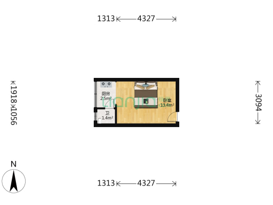 升远文化市场 1室0厅1卫 23平方