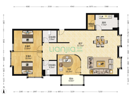太湖明珠世纪大厦 3室1厅2卫 168平方