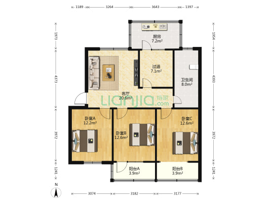 货站北街32号 3室1厅1卫 98平方