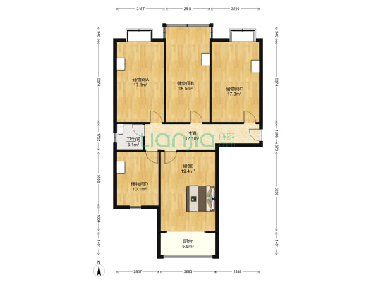 金盛田阳光青城二期 1室0厅1卫 130平方