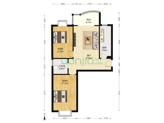 鑫达小区 2室1厅1卫 95平方