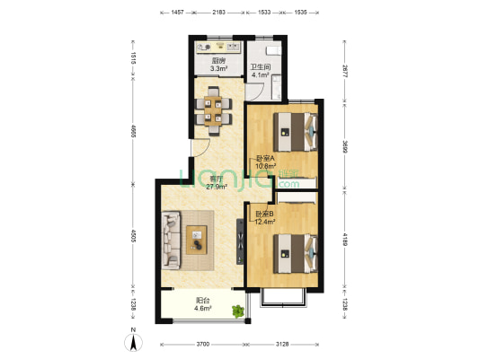 武家庄 2室1厅1卫 93平方