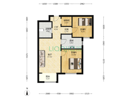 白塘口新苑 2室1厅1卫 86平方