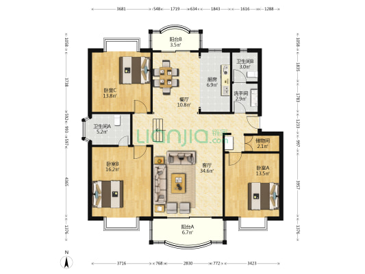 虹桥阳光翠庭 3室2厅3卫 137平方