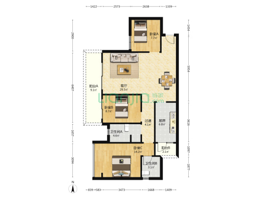 云上5号 3室1厅2卫 112平方