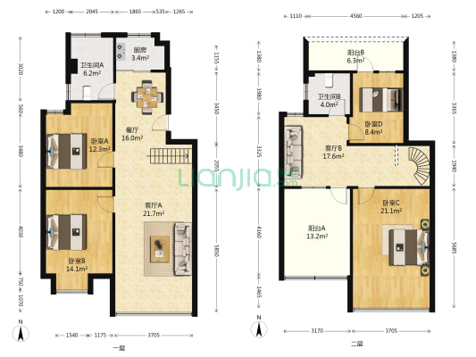 新光公寓 4室3厅2卫 148平方