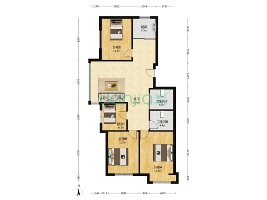 香格一品 4室1厅2卫 130平方