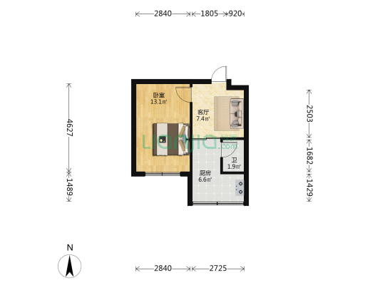 零散小区 1室1厅1卫 39平方