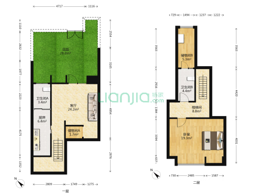 蜀山栖镇 1室1厅2卫 67平方