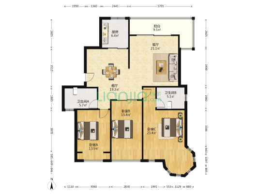 万泰麓溪公馆 3室2厅2卫 155平方