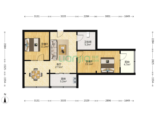 工交局家属院 2室1厅1卫 84平方