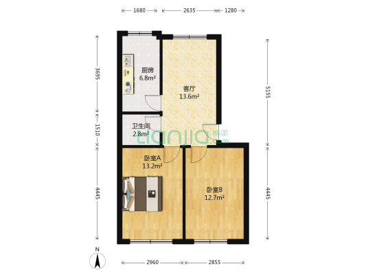 中环十一区 2室1厅1卫 72平方