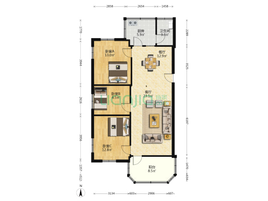 冷冻厂小区 3室2厅1卫 94平方
