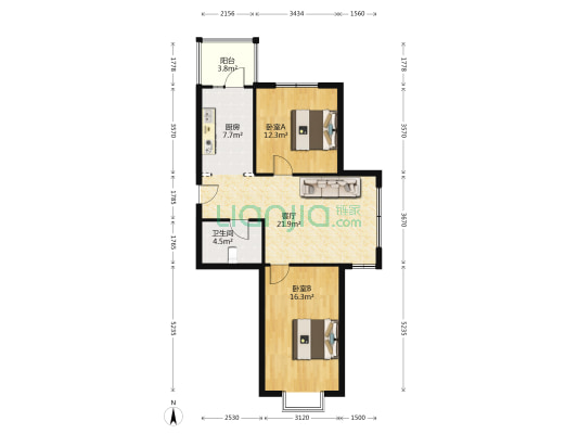 师大嘉园 2室1厅1卫 88平方