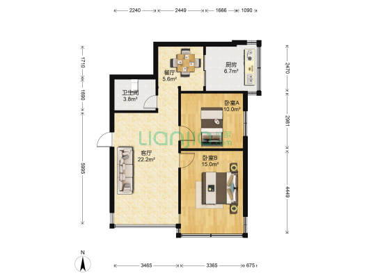 昆明市人民检察院文艺路住宅区 2室2厅1卫 57平方