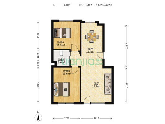 红大汇诚 2室2厅1卫 86平方