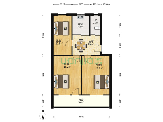 都督坊巷12号 3室1厅1卫 81平方