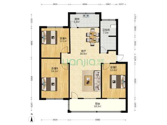 工商局家属院 3室1厅1卫 119平方