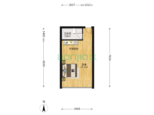 智慧尚谷 1室0厅1卫 49平方