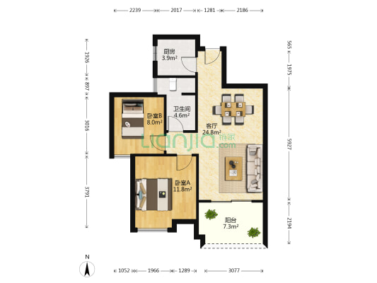 缤纷TOWN二期 2室1厅1卫 79平方