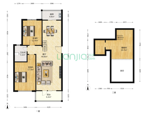仁爱濠景庄园河景园 2室1厅1卫 103平方