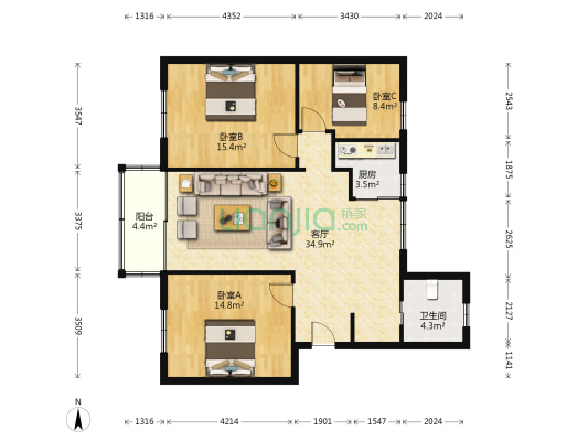 生兴路 3室1厅1卫 105平方