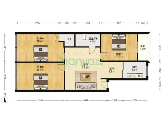 西三路 3室2厅2卫 110平方