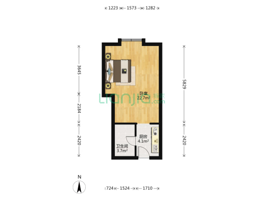 金融服务中心 1室0厅1卫 44平方