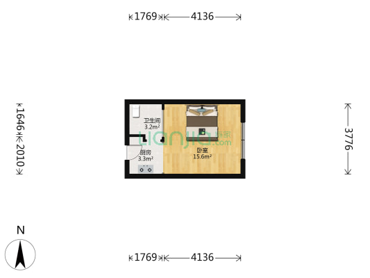 复兴南路37号 1室0厅1卫 30平方