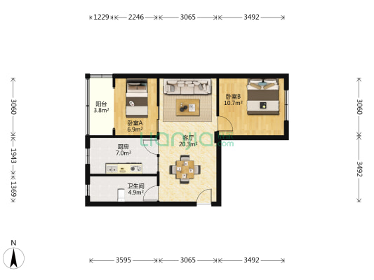 七里河政府家属楼 2室1厅1卫 51平方