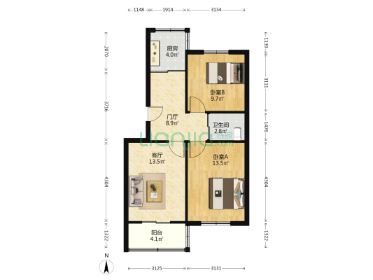 创业南里 2室1厅1卫 71平方