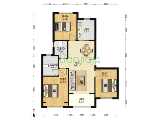 泗水和鸣 3室1厅2卫 98平方