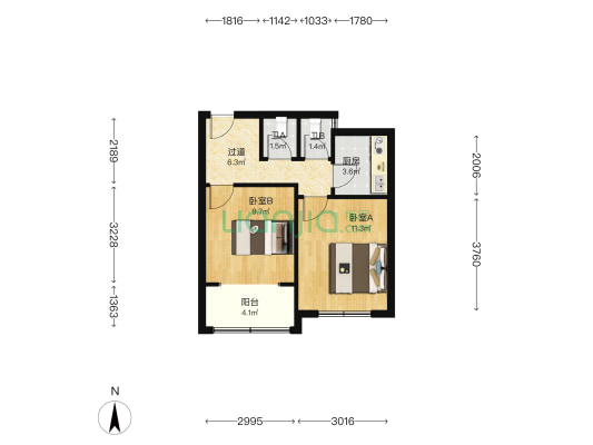 和韵家园 2室0厅2卫 57平方