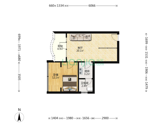 德胜路318号 1室1厅1卫 53平方