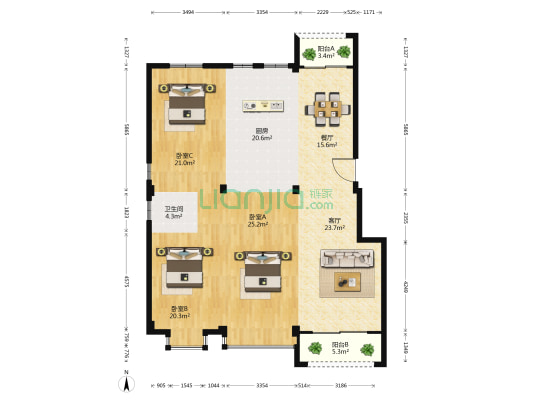 龙坦村安置房 3室2厅1卫 160平方